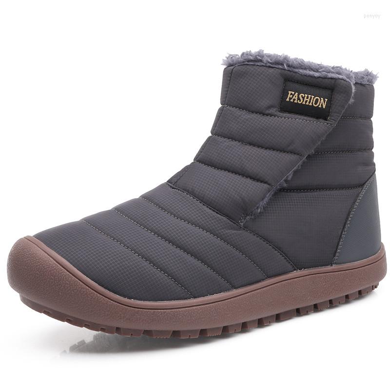 

Boots 2022 Men's Winter Snow Fur Ankle Warm Plush Shoes Outdoor Work Unisex Waterproof Plus, Black