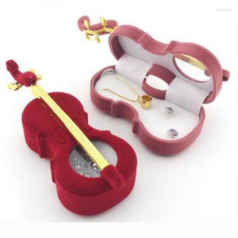 

Jewelry Pouches Ly Creative Guitar Shape Box Earrings Bracelet Ring Necklace Storage Display Rack Wholesale 30pcs/lot