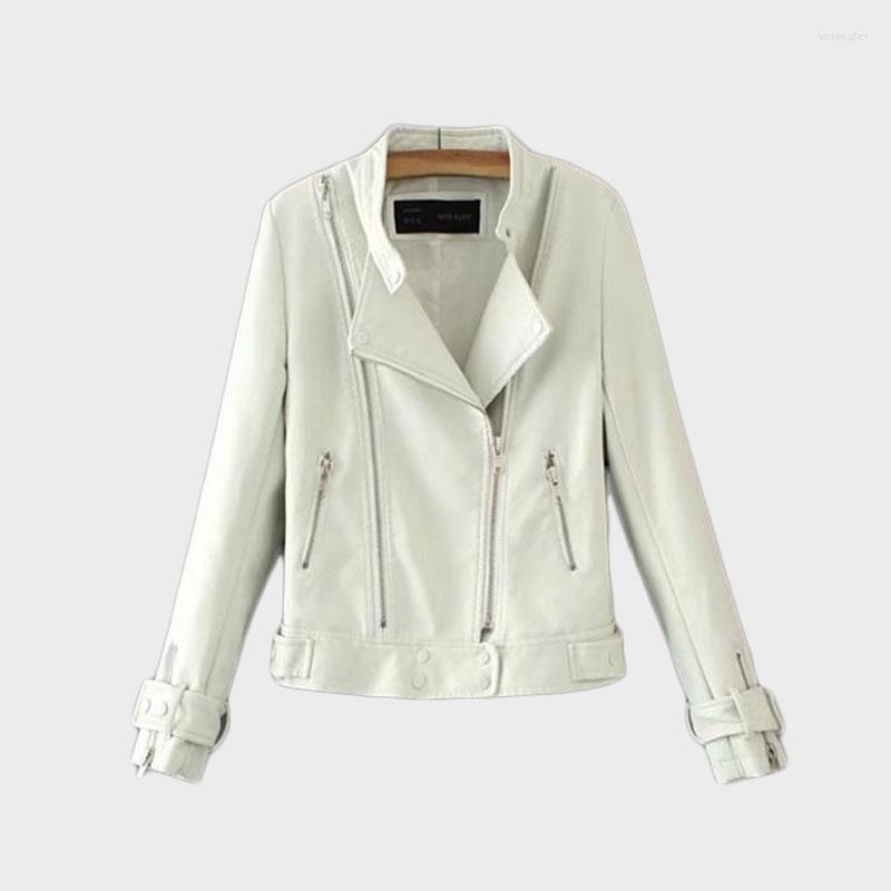 

Women' Leather Youth Clothing For Women Korean Style Jacket Short Coat Autumn Elegant Blazer PU Outwear 136, White