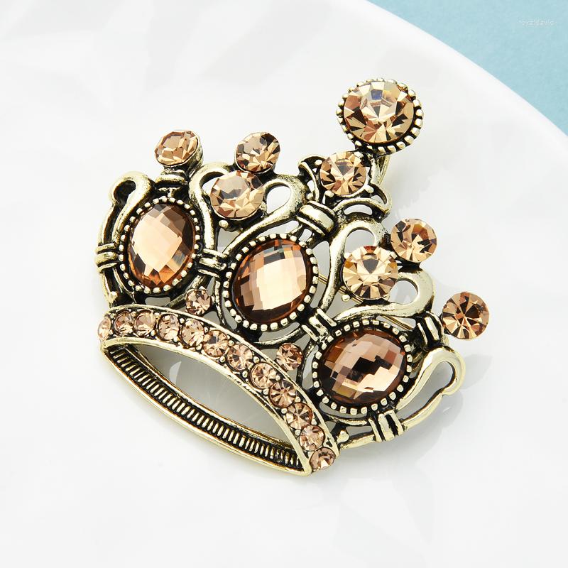 

Brooches Wuli&baby Vintage Crystal Crown For Women Classic Style Party Casual Brooch Pins Gifts