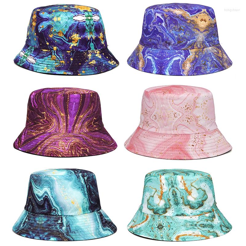 

Berets 2022 Design Bucket Hats Women Man Art Leisure Starry Sky Oil Painting Panama Anti-Sun Beach Travel Fisherman Hat Cotton, M249-2