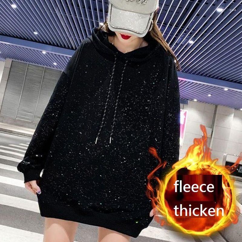 

Women's Hoodies Large Size 6XL 150kg Fleece Women Black Oversized Harajuku Korean Sweatshirts Female Long Sleeve Streetwear Casual Tops