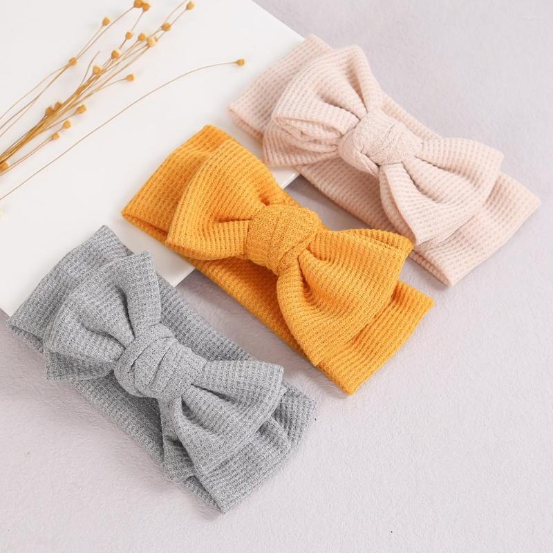 

Hair Accessories Knitted Baby Headband Big Bow Soft Cotton Girl Headbands Solid Elastic Headwraps Bowknot Turban Infant