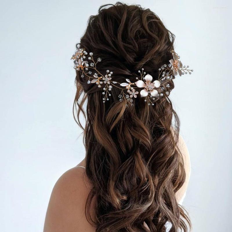 

Headpieces HP357 Rose Gold Bride Headdress With Alloy Flower And Crystal Wedding Birthday Party Prom Woman Hair Accessories Headband