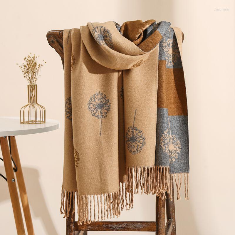 

Scarves Dandelion Cashmere Scarf Winter Thickening Korean Versatile Women's Warm Gift Double Sided 200cmX65cm