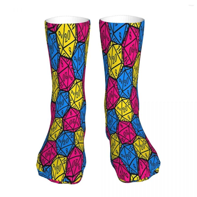 

Men's Socks Pansexual Pride Dice DND Game Sock Men Women Polyester Stockings Customizable Design, Black