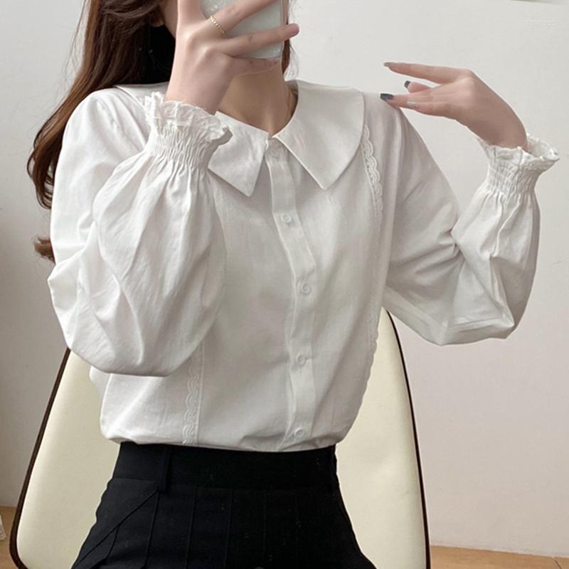 

Women' Blouses Shirts Women Pure Doll Collar Long Sleeve Top Arrival Sweet Holiday Female Clothes Preppy Style, White