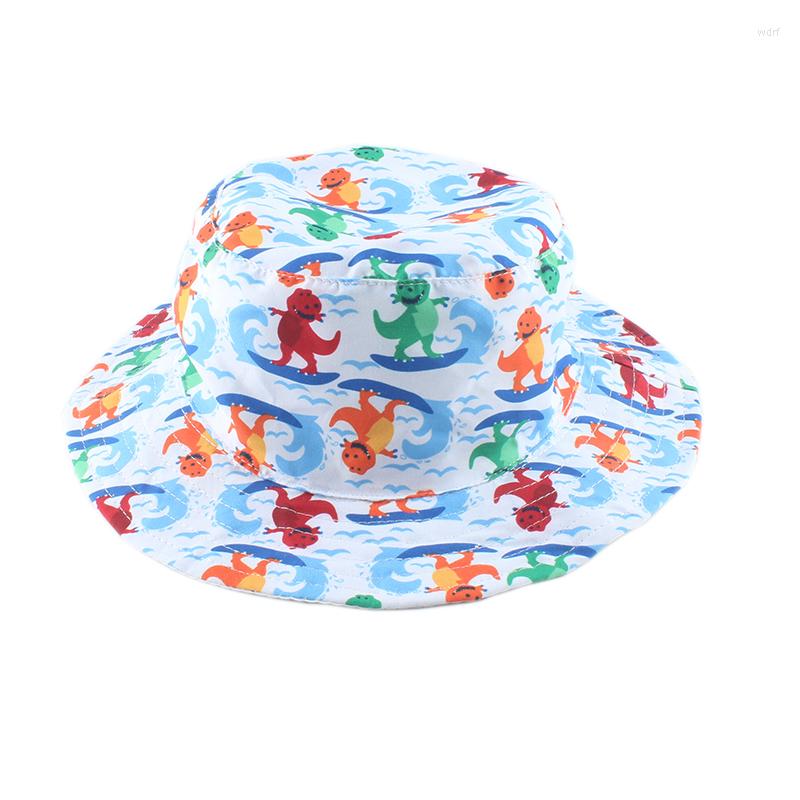 

Berets Cartoon Dinosaur Print Baby Sun Hat Children Summer Anti UV Protection Beach Cap Toddler Boy Girl Bucket For Kids 0-8 Years, W dinosaur