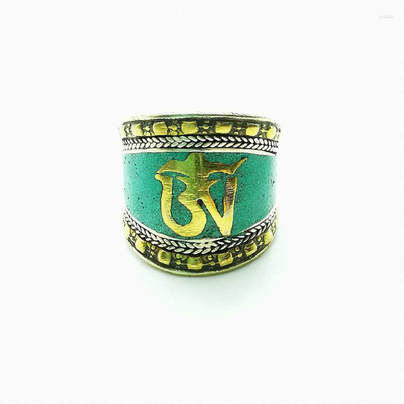 

Cluster Rings Tibetan OM Amulet For Man Nepal Vintage Open Ring R054