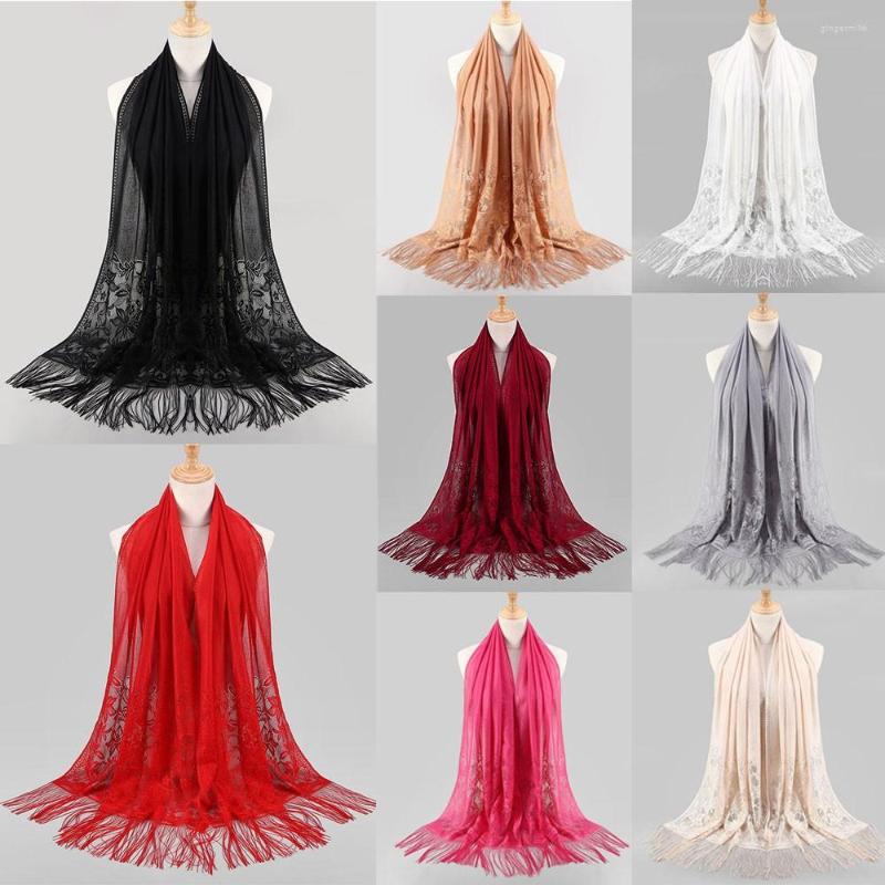 

Scarves Women Muslim Islamic Tassel Lace Hollow Long Hijab Scarf Shawl Wrap Stole Soft Casual Warm Shawls