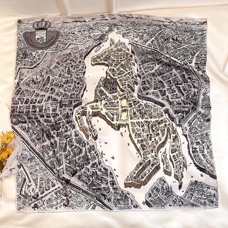 

Scarves 2022 Square Scarf Lady Hair Band Print Fashion Head Wraps For Women Bandana Large Hijab Twill Silk Neckerchief