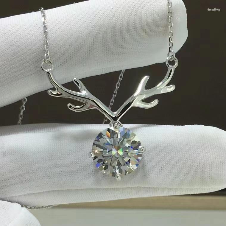 

Chains 5CT Blue-green /White Moissanite Pendant S925 Silver Necklace Support Detection Brilliant Cut Wedding Anniversary Luxury Jewelry