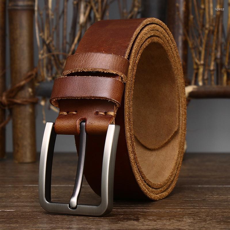 

Belts Plyesxale Cowhide Genuine Leather For Men Brand Strap Male Pin Buckle Vintage Jeans Cintos Luxury Casual Belt G838, Black