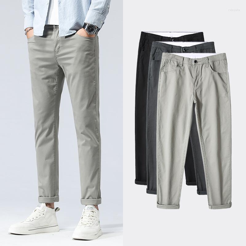 

Men's Pants 2022 Summer Men's Cotton Casual Classic Style Business Fashion Straight Stretch Trousers Male Brand Clothes, Dark grey