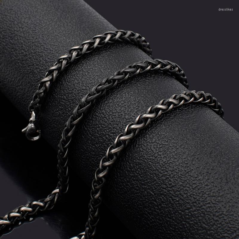 

Chains CHIMDOU 4mm Vintage Black Stainless Steel Necklace Chain Wheat Link Men Gift Jewelry Length 24inch Arrival