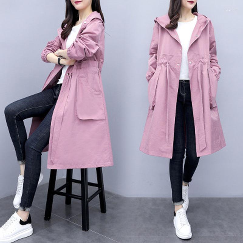 

Women' Trench Coats 2022 Autumn Ladies Fashion Casual Loose Thin Temperament Hooded Long Coat
