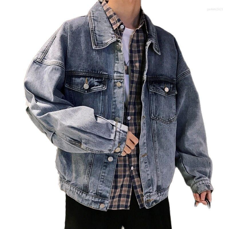 

Men's Jackets 2022 Male Korean Clothes Students Loose Vintage Clothing Denim Gown Autumn Baseball Youth Cowboy Jacket Men, Black