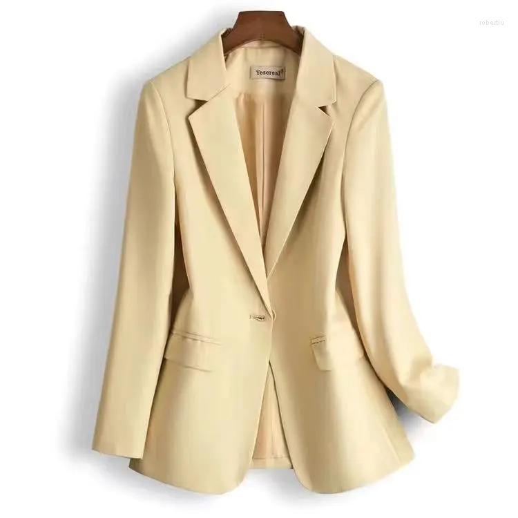 

Women's Suits Suit Coat Women's Jacket Fashion Long Sleeve Solid Office Blazers Plus Size 7XL Ladies One Button Blazer Cardigan Tops, Light yellow