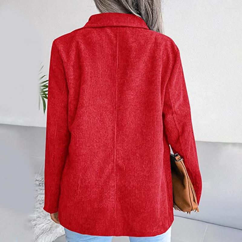 

Women' Suits Temperament Washable Women Button Placket Slim Business Office Corduroy Coat Female Clothing, Red