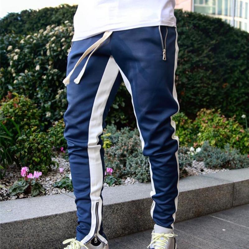 

Men's Pants Men Trousers Contrast Colors Drawstring Sweatpants Soft Elastic Waist Autumn Casual Quick Dry Male For Work, Black