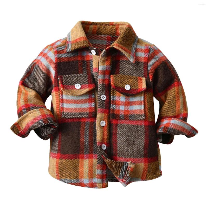 

Tench Coats 4t Boy Coat Toddler Boys Girls Shirt Jacket Plaid Long Sleeve Kids Turn Down Collar Button Tops Baby Cotton Fleece, Green