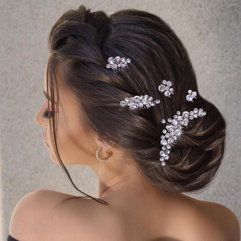 

Headpieces Silver Color Crystal Wedding Hair Combs & U-shaped Pins For Bride Bridal Headpiece Set Women Ornaments Jewelries