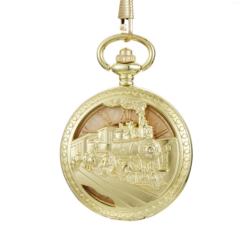 

Pocket Watches Antique Gold/Silver Stainless Steel Watch Mechanical Men Steampunk Vintage Engraved Locomotive Cool Pendant Clock Women, Pm269