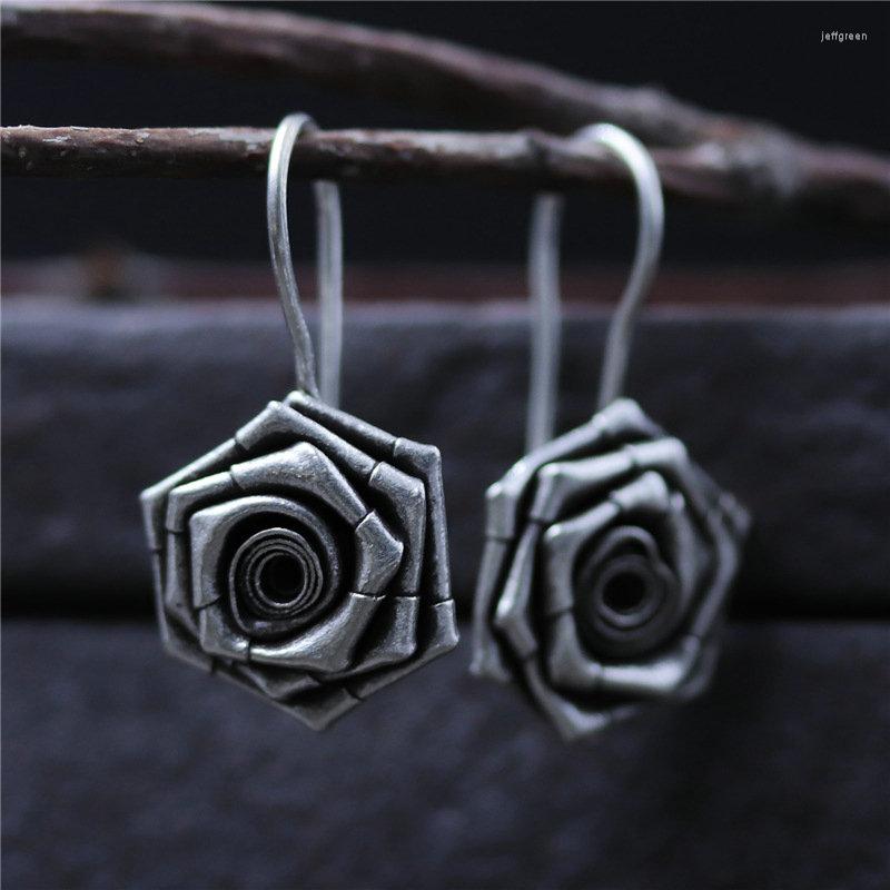 

Dangle Earrings Silver 925 Jewelry Rose Ethnic Wind Pure Women's Party Engagement Wedding