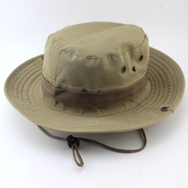 

Berets Bucket Hat Safari Boonie Men's Panama Fishing Cotton Outdoor Unisex Summer Hunting Bob Camouflage Hats Army Military, Khaki