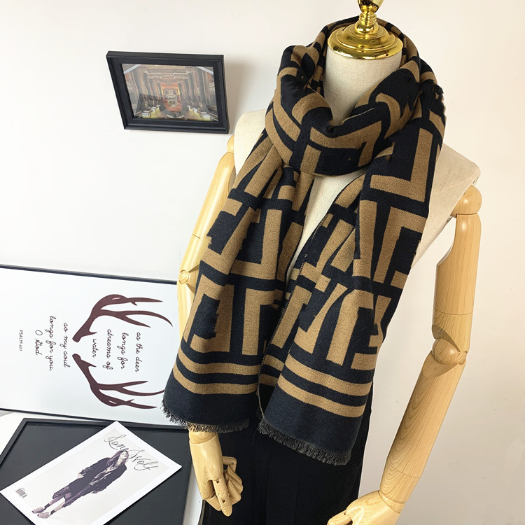 

European Scarf Style Letter Artificial Cashmere Scarfs Width Size Warm Shawl