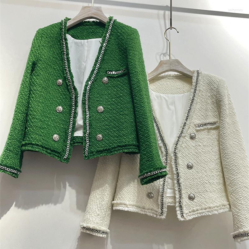 

Women' Jackets High-End Purple Tweed Chain Decoration Short Coat 2022 Autumn Winter Women' Clothing Loose Long Sleeve Top Elegant, Picture color