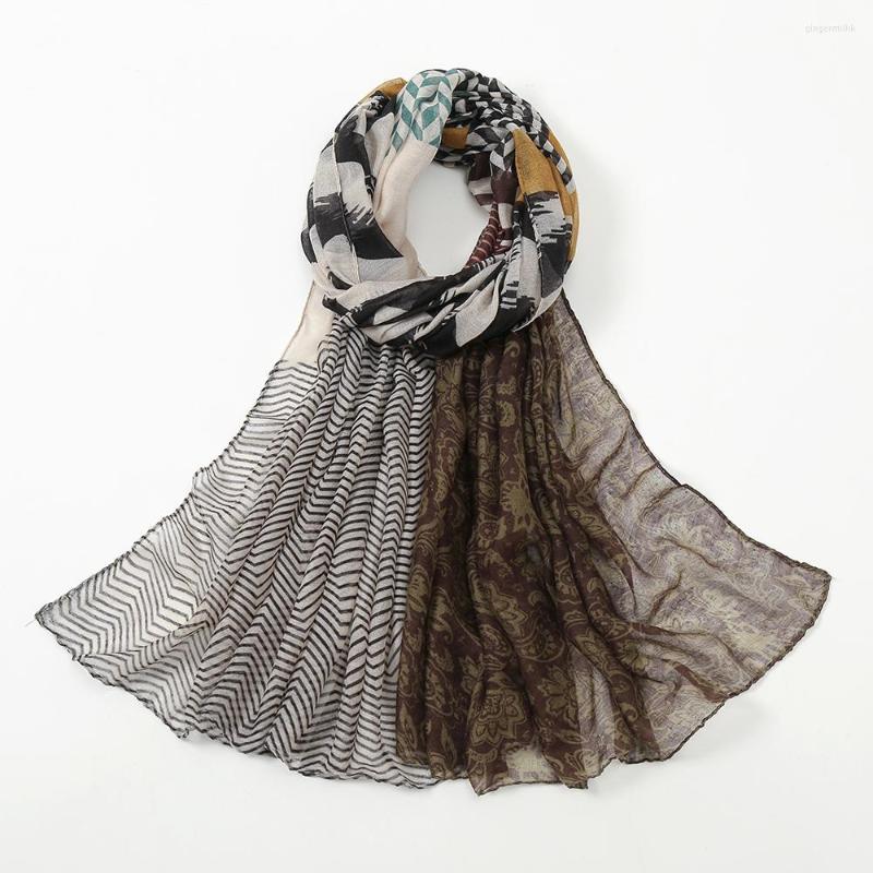 

Scarves Geometric Cotton Viscose Hijabs For Women Long Shawl Scarf Lady Print Pashmina Stole Wrap Snood Bufandas Muslim Hijab Sjaal Veil