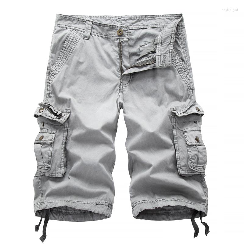 

Men's Shorts Casual Men Summer Military Mens Cargo Fanshion Multi Pocket Cotton Solid Knee Length Straight, Coffee