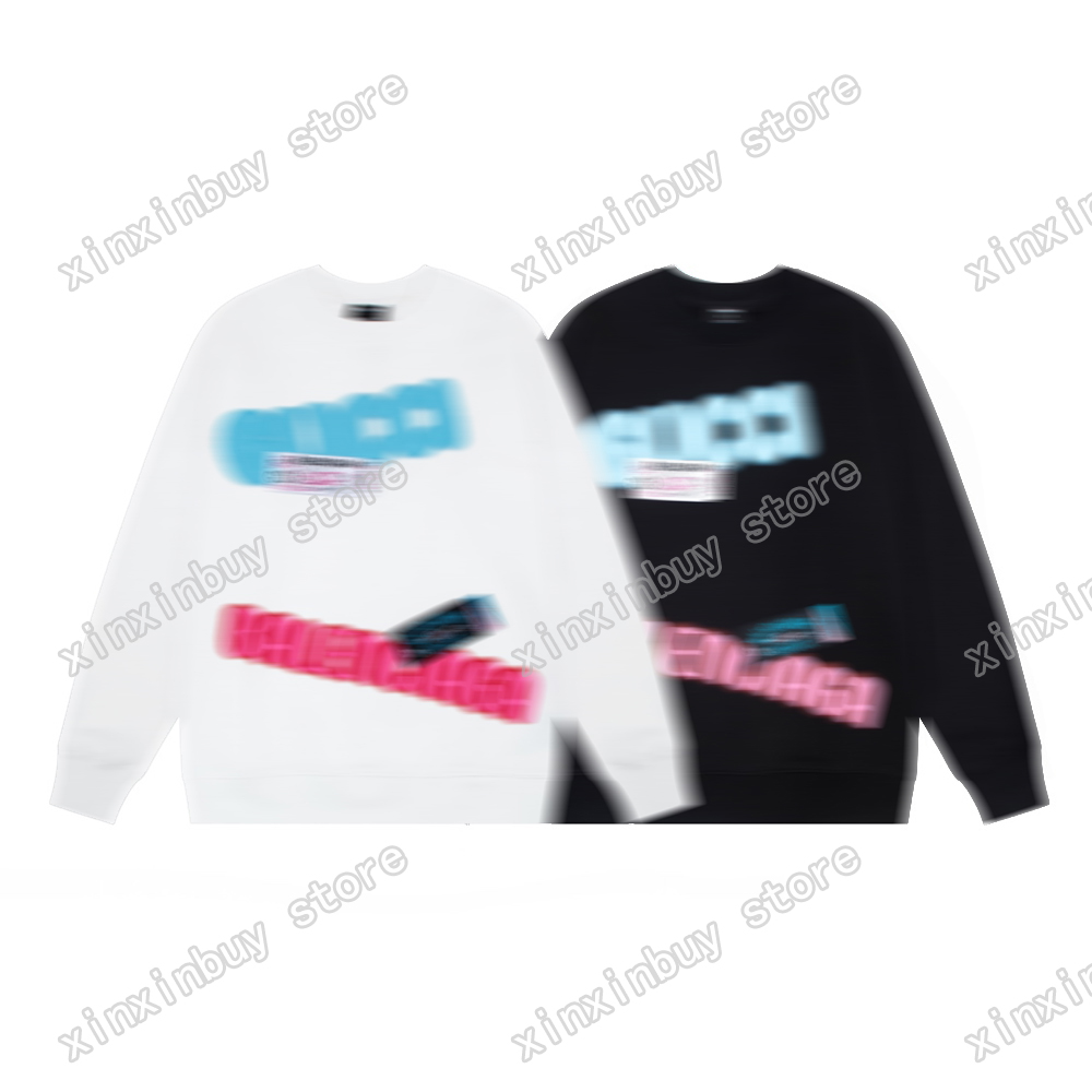 

xinxinbuy Men designer Hoodie sweater Color graffiti letter print Paris cotton women black grey blue S-3XL, 01