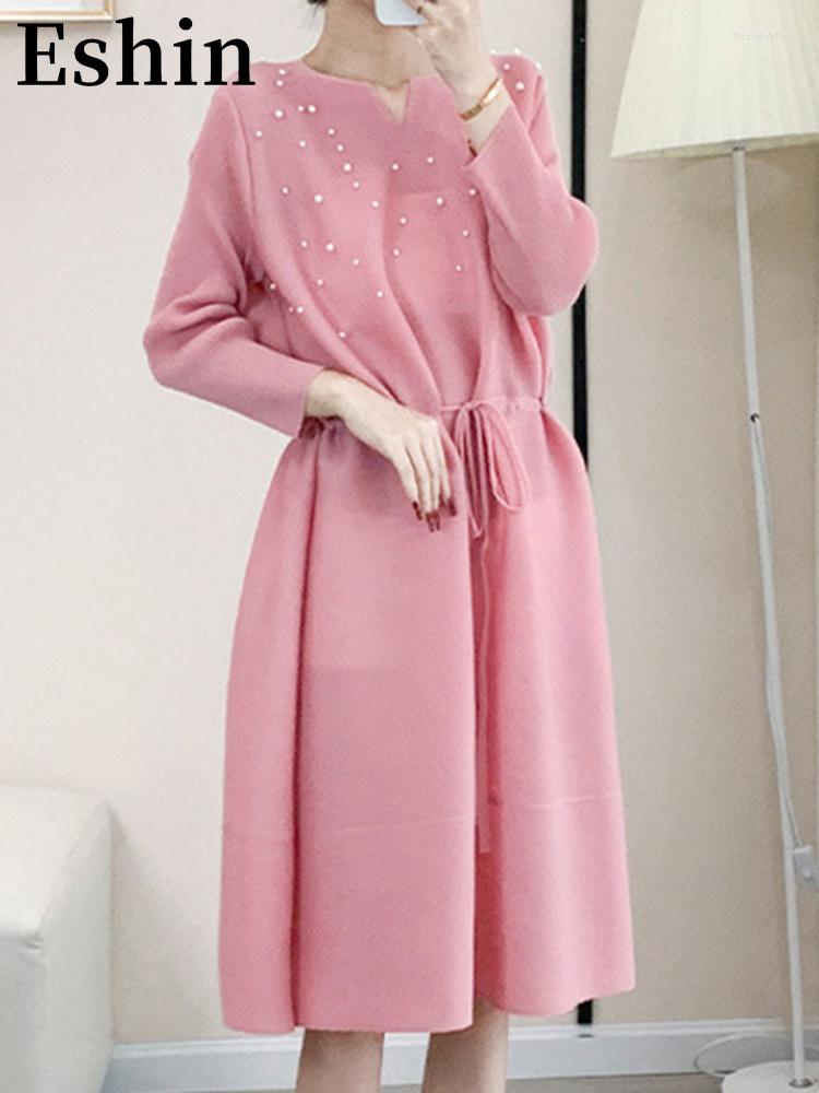 

Casual Dresses Eshin Party Women Elegant Fashion Clothing Pleated Beading Decoration Drawstring Waist Female 2023 Spring TH129, Blue