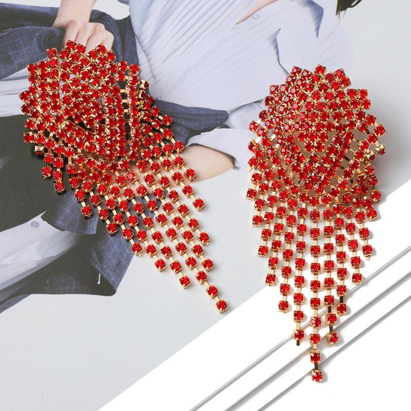 

Dangle Earrings Fashion Geometric Metal Hollow Tassel Chain Crystal For Women Temperament Luxury Fairy Grunge Vintage Jewelry