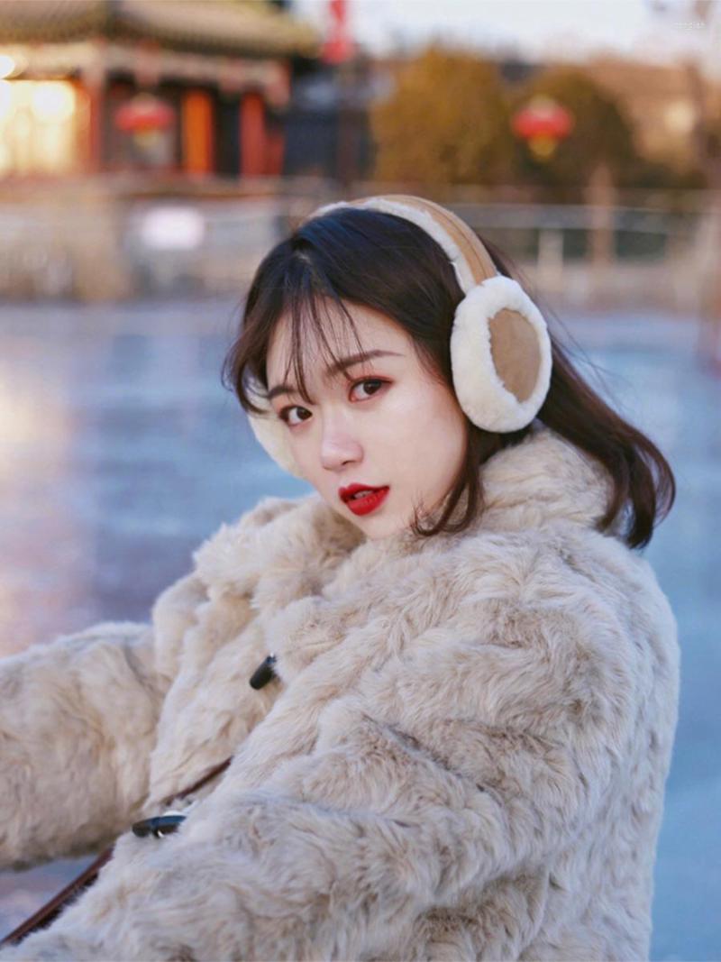 

Women' Fur Korean Kawaii Fashion Plush Coat Female Ox Horn Buckle Warm Loose Lapel Imitation Lambswool Leather Grass Lamb Wool Overcoat, As