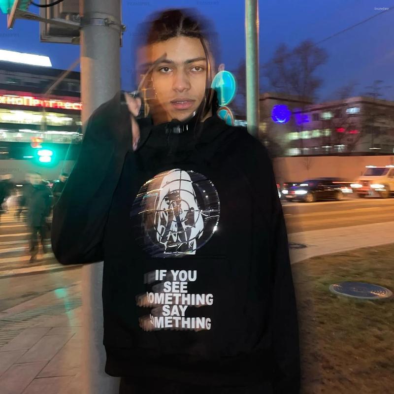 

Men' Hoodies Gothic Black Zip-up Hoodie Casual Oversized Vintage Graphic Print Men' Sweatshirt Y2k Clothes Hip Hop High Street Grunge, Multi