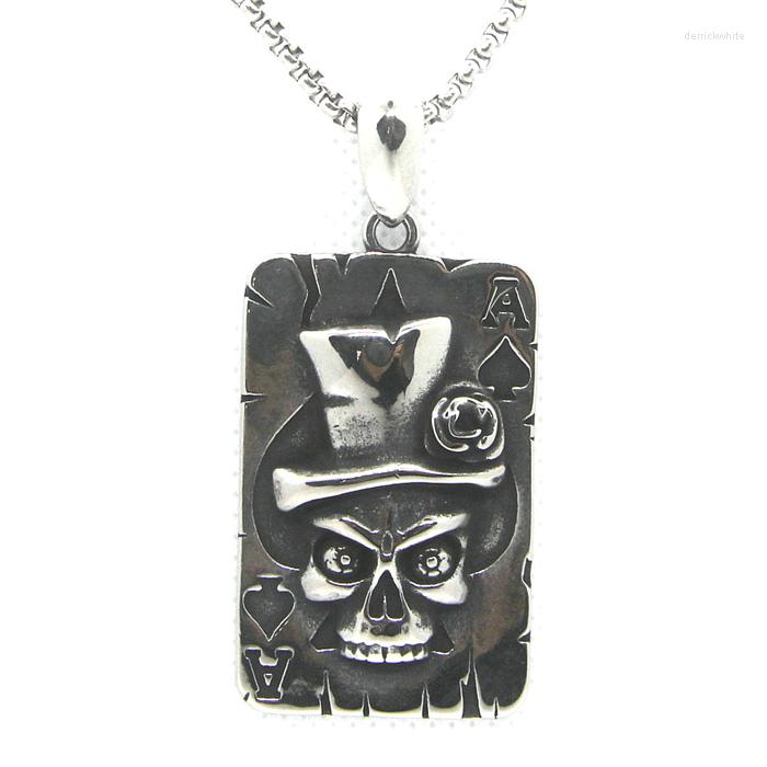 

Pendant Necklaces Magician Skull 316L Stainless Steel Fashion Silver Spades Ace