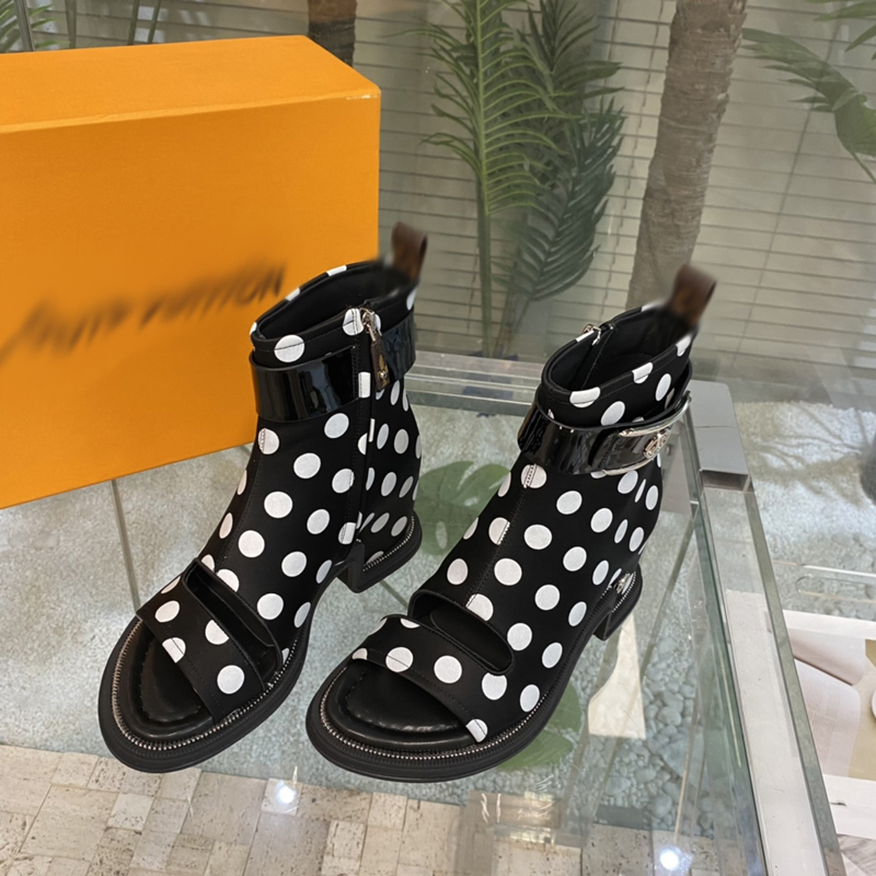 

High heeled Martin boots Autumn winter Coarse heel women shoes Desert Boot real leather zipper letter Lace up Fashion lady Heels Large size 35-40 US4.5-8.5 With box -B176, Picture color