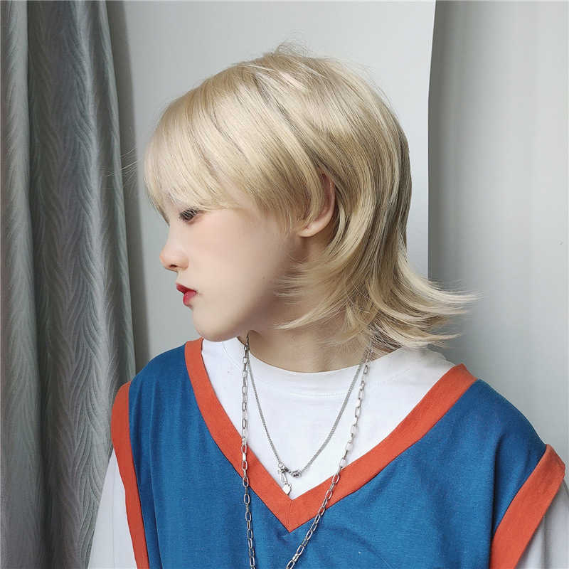 

Hair Lace Wigs Wig Female Cos nile Short Fag Hair Wolf Tail Mullet Head, Black