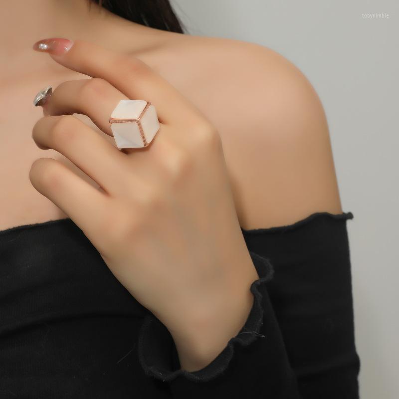 

Wedding Rings Creative Geometric Diamond Shape Ring Minimalist Jewelry Gold Open Adjustable Midi Finger Banquet Party Gift