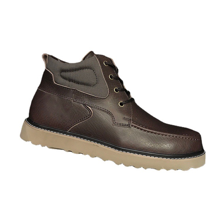 

Sheepskin integrated snow boots casual cotton leather men's winter shoes uGGit lace-up ankle boot