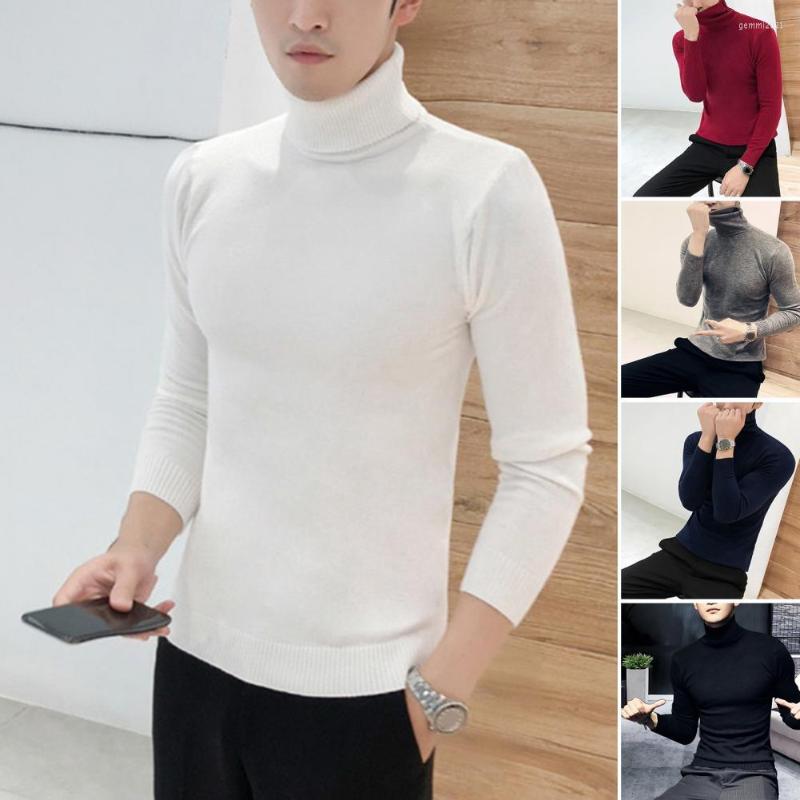 

Men' Sweaters Winter Men Sweater Turtleneck Solid Color Long Sleeves Pullover Knitwear Stretchy Slim Fit Base For Daily Wear, Black