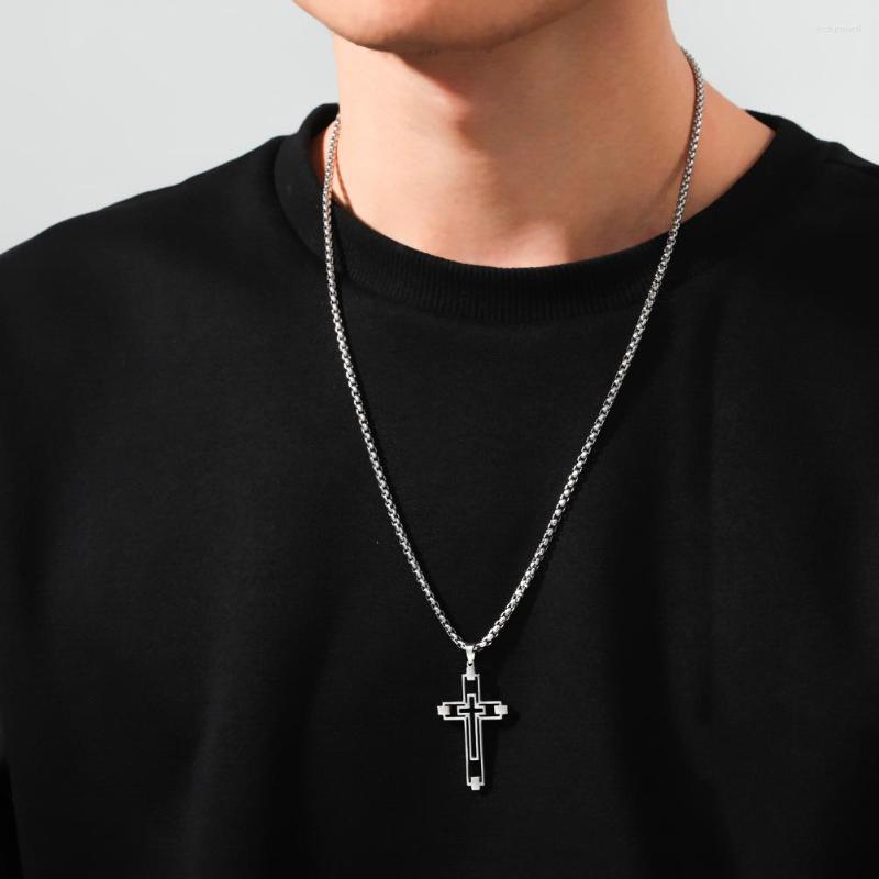 

Chains My Shape Punk Cross Necklaces For Men Women Stainless Steel Necklace Choker Men's Chain Christmas Gifts Religious Male Jewelry