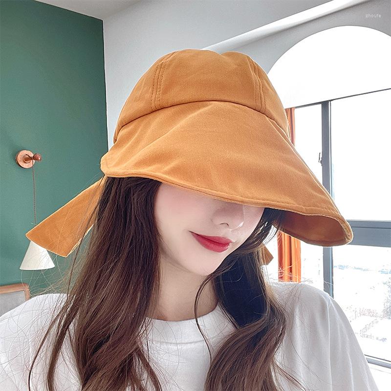 

Berets Ins Sunshade Women's Hat Summer Sunscreen Korean Version Of The Wild Japanese Large-brimmed Fisherman Cap Strap Bucket Hats, Black
