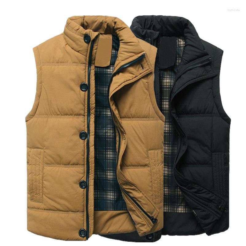 

Men's Vests 2022 Men's Autumn Leisure Warm Vest Stand-up Collar Waistcoat, Khaki