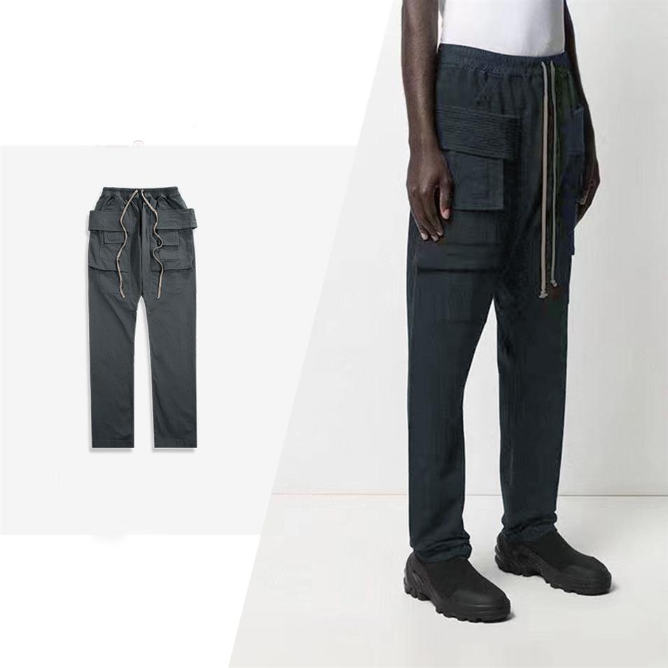 

Pants designer female men RICK game Autumn and winter OWEN thick black trousers multi-pocket overalls trousers for long legs189D