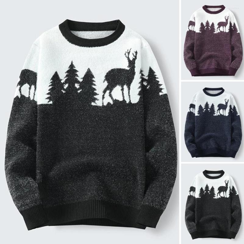 

Men's Sweaters Stylish Winter Sweater Year Thermal Streetwear Christmas Tree Pattern Autumn, Black