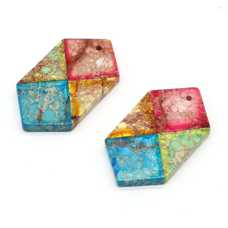 

Pendant Necklaces Wholesale6PCS Natural Stones Emperor Stone Hexagon With Holes For Women Jewelry Making DIY Necklace Accessory Charm Gift